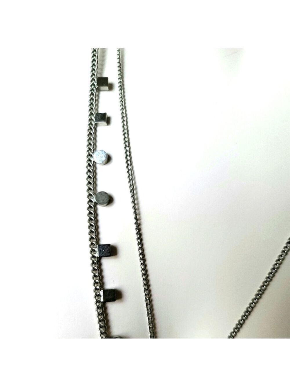 Fashion Aztec Design Double Chain Silver Pendant Necklace 30" - Picture 5 of 10